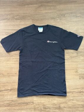 Champion Navy Blue Classic Script Tee 100% Cotton Men’s Size S